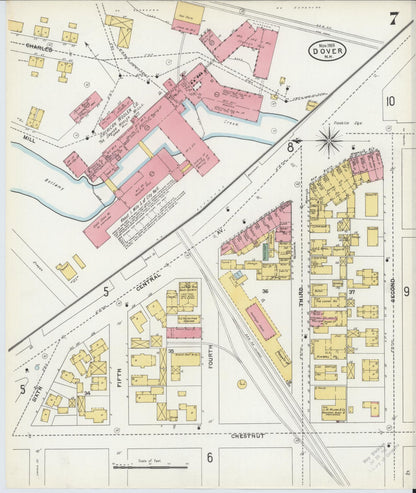 Sanborn Fire Insurance Map from Dover, Strafford County, New Hampshire (1905), Sheet #0007 - Complete Map Set gallery image, historic Sanborn map, vintage wall art, New Hampshire New Hampshire
