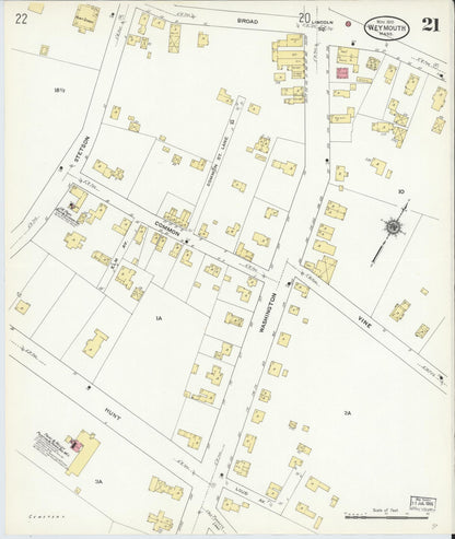 Sanborn Fire Insurance Map from Weymouth, Norfolk County, Massachusetts (1910), Sheet #0021 - Complete Map Set gallery image, historic Sanborn map, vintage wall art, Massachusetts Massachusetts