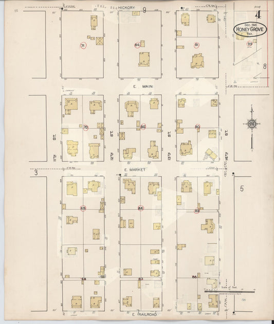 Sanborn Fire Insurance Map from Honey Grove, Fannin County, Texas (1943), Sheet #0004 - Historic Sanborn Fire Insurance Map Print, vintage old map wall art, antique decor, genealogy gift, Texas Texas map