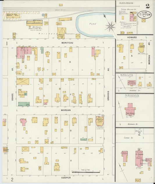Sanborn Fire Insurance Map from Tipton, Moniteau County, Missouri (1898), Sheet #0002 - Historic Sanborn Fire Insurance Map Print, vintage old map wall art, antique decor, genealogy gift, Missouri Missouri map