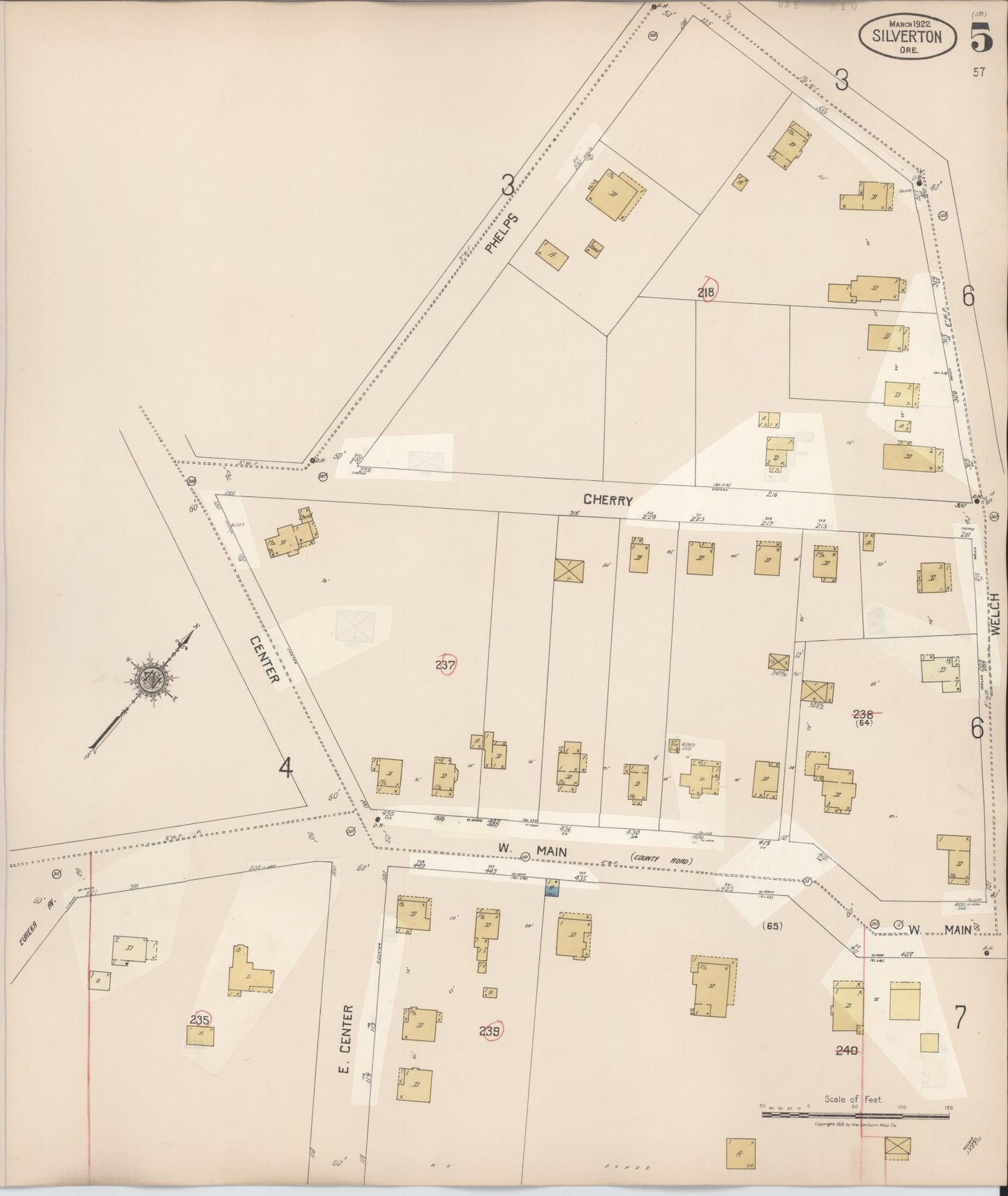 Sanborn Fire Insurance Map from Silverton, Marion County, Oregon (1939), Sheet #0005 - Complete Map Set gallery image, historic Sanborn map, vintage wall art, Oregon Oregon