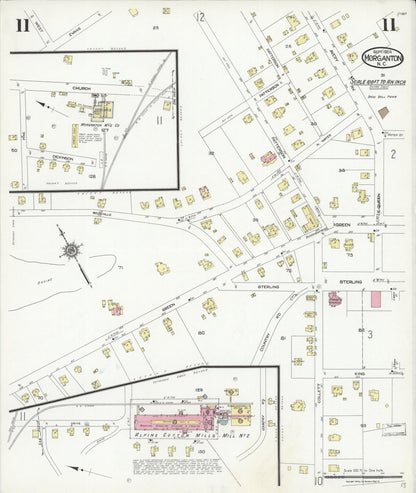 Sanborn Fire Insurance Map from Morganton, Burke County, North Carolina (1924), Sheet #0011 - Complete Map Set gallery image, historic Sanborn map, vintage wall art, North Carolina North Carolina