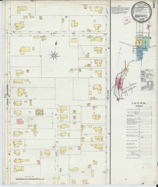 Sanborn Fire Insurance Map from Somerset, Pulaski County, Kentucky (1897), Sheet #0001 - Historic Sanborn Fire Insurance Map Print, vintage old map wall art, antique decor, genealogy gift, Kentucky Kentucky map