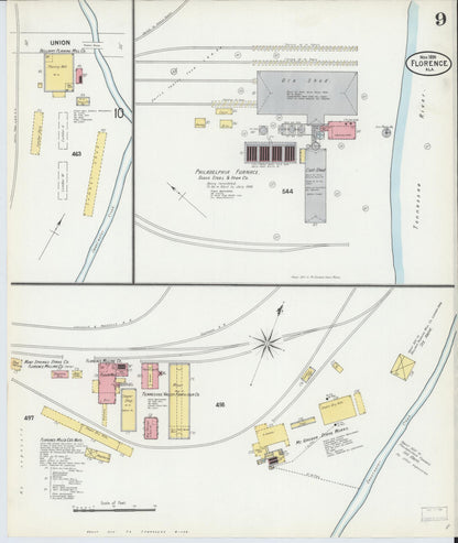 Sanborn Fire Insurance Map from Florence, Lauderdale County, Alabama (1899), Sheet #0009 - Complete Map Set gallery image, historic Sanborn map, vintage wall art, Alabama Alabama