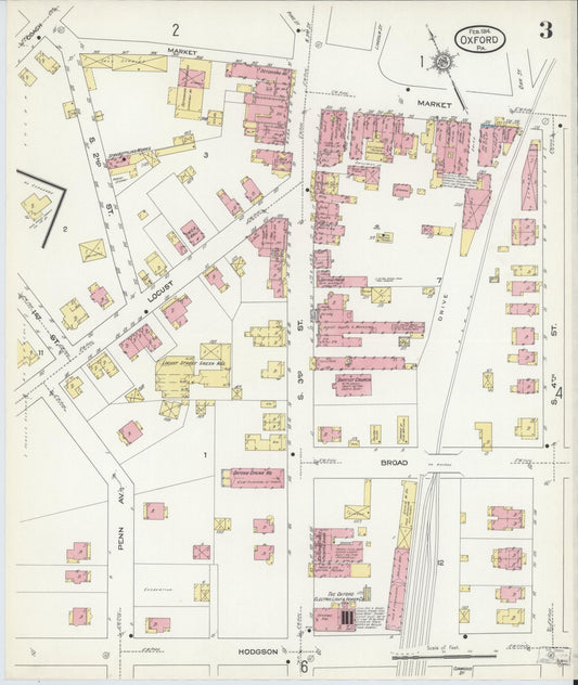 Sanborn Fire Insurance Map from Oxford, Chester County, Pennsylvania (1914), Sheet #0003 - Historic Sanborn Fire Insurance Map Print, vintage old map wall art, antique decor, genealogy gift, Pennsylvania Pennsylvania map