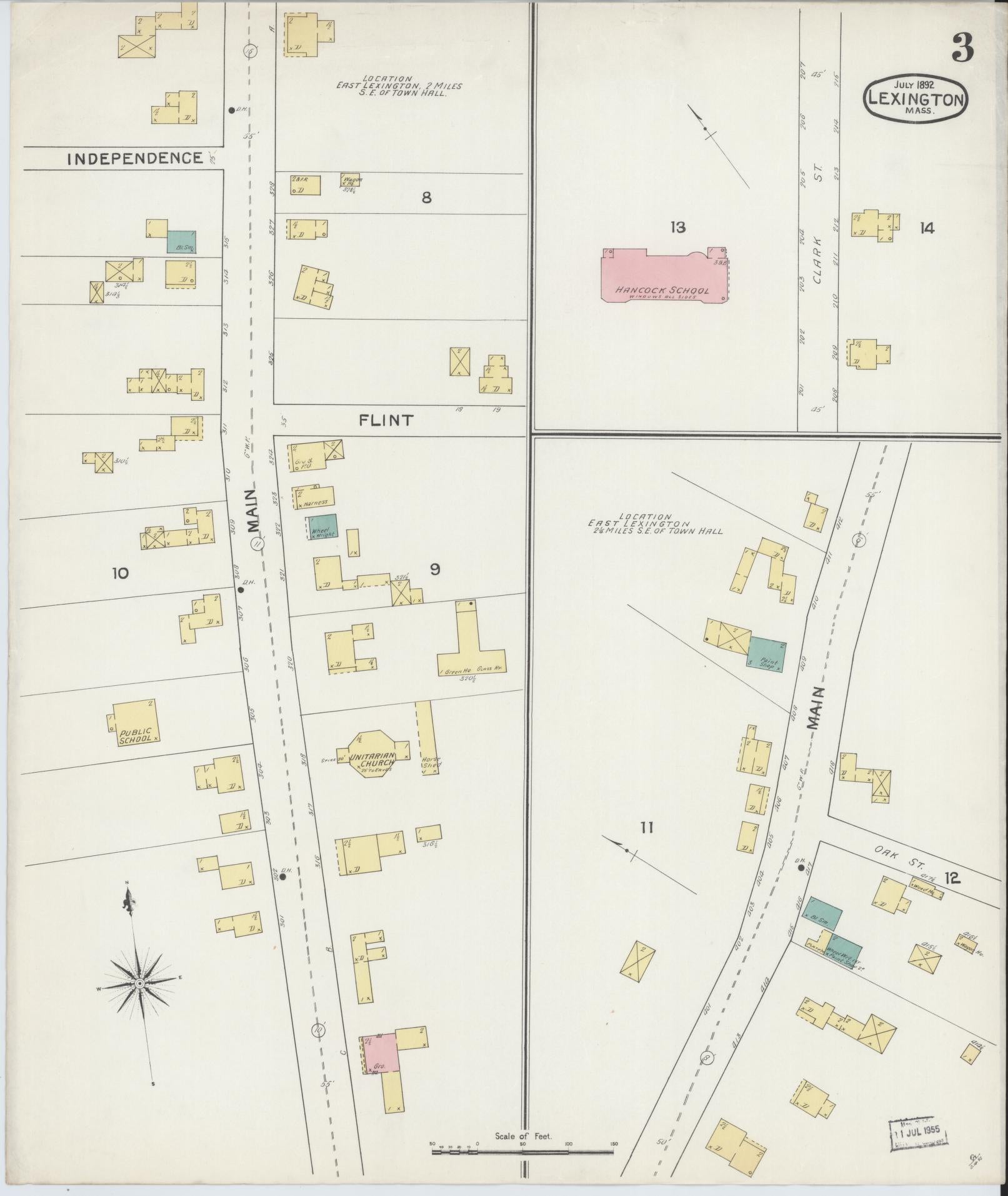 Sanborn Fire Insurance Map from Lexington, Middlesex County, Massachusetts (1892), Sheet #0003 - Historic Sanborn Fire Insurance Map Print, vintage old map wall art, antique decor, genealogy gift, Massachusetts Massachusetts map