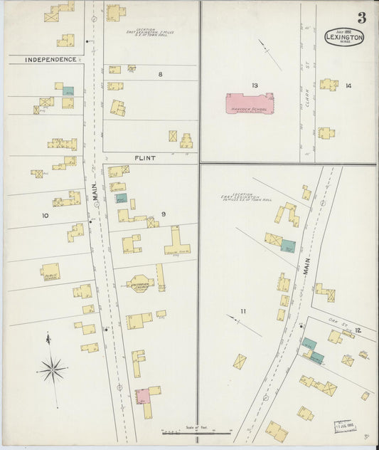 Sanborn Fire Insurance Map from Lexington, Middlesex County, Massachusetts (1892), Sheet #0003 - Historic Sanborn Fire Insurance Map Print, vintage old map wall art, antique decor, genealogy gift, Massachusetts Massachusetts map