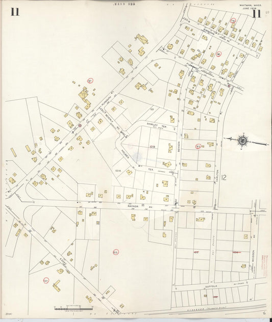 Sanborn Fire Insurance Map from Whitman, Plymouth County, Massachusetts (1950), Sheet #0011 - Historic Sanborn Fire Insurance Map Print, vintage old map wall art, antique decor, genealogy gift, Massachusetts Massachusetts map