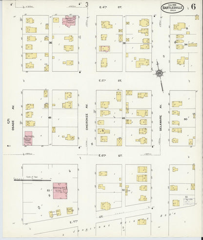 Sanborn Fire Insurance Map from Bartlesville, Washington County, Oklahoma (1909), Sheet #0006 - Complete Map Set gallery image, historic Sanborn map, vintage wall art, Oklahoma Oklahoma
