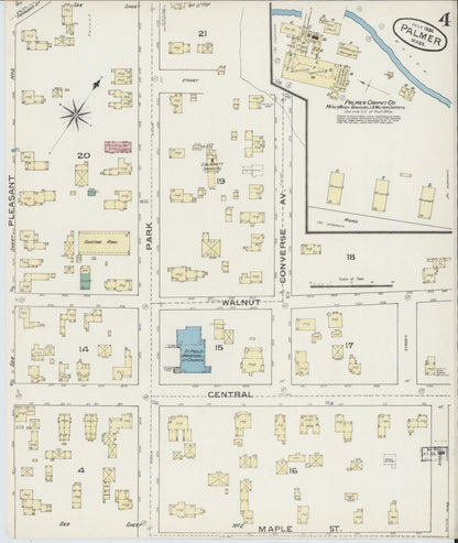 Sanborn Fire Insurance Map from Palmer, Hampden County, Massachusetts (1886), Sheet #0004 - Complete Map Set gallery image, historic Sanborn map, vintage wall art, Massachusetts Massachusetts