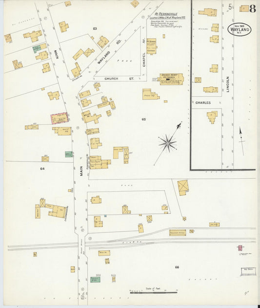 Sanborn Fire Insurance Map from Wayland, Steuben County, New York (1908), Sheet #0008 - Historic Sanborn Fire Insurance Map Print, vintage old map wall art, antique decor, genealogy gift, New York New York map