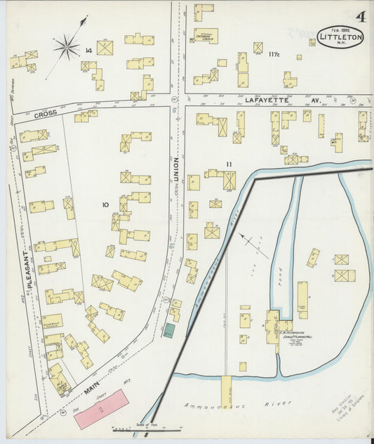 Sanborn Fire Insurance Map from Littleton, Grafton County, New Hampshire (1892), Sheet #0004 - Historic Sanborn Fire Insurance Map Print, vintage old map wall art, antique decor, genealogy gift, New Hampshire New Hampshire map