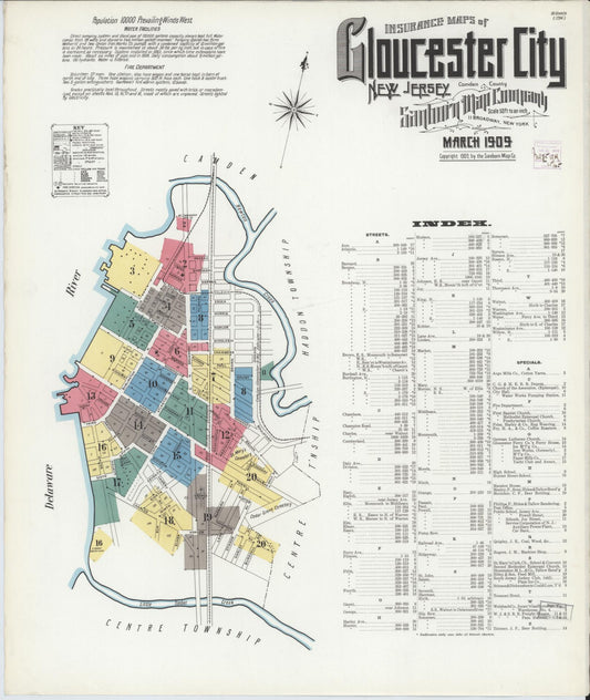 Sanborn Fire Insurance Map from Gloucester City, Camden County, New Jersey. (1909) – Historic Sanborn Fire Insurance Map Print