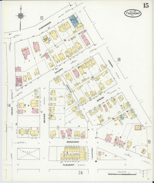Sanborn Fire Insurance Map from Freeport, Stephenson County, Illinois (1910), Sheet #0015 - Historic Sanborn Fire Insurance Map Print, vintage old map wall art, antique decor, genealogy gift, Illinois Illinois map