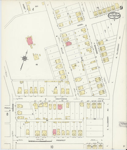 Sanborn Fire Insurance Map from Covington, Independent Cities, Virginia (1913), Sheet #0009 - Complete Map Set gallery image, historic Sanborn map, vintage wall art, Virginia Virginia