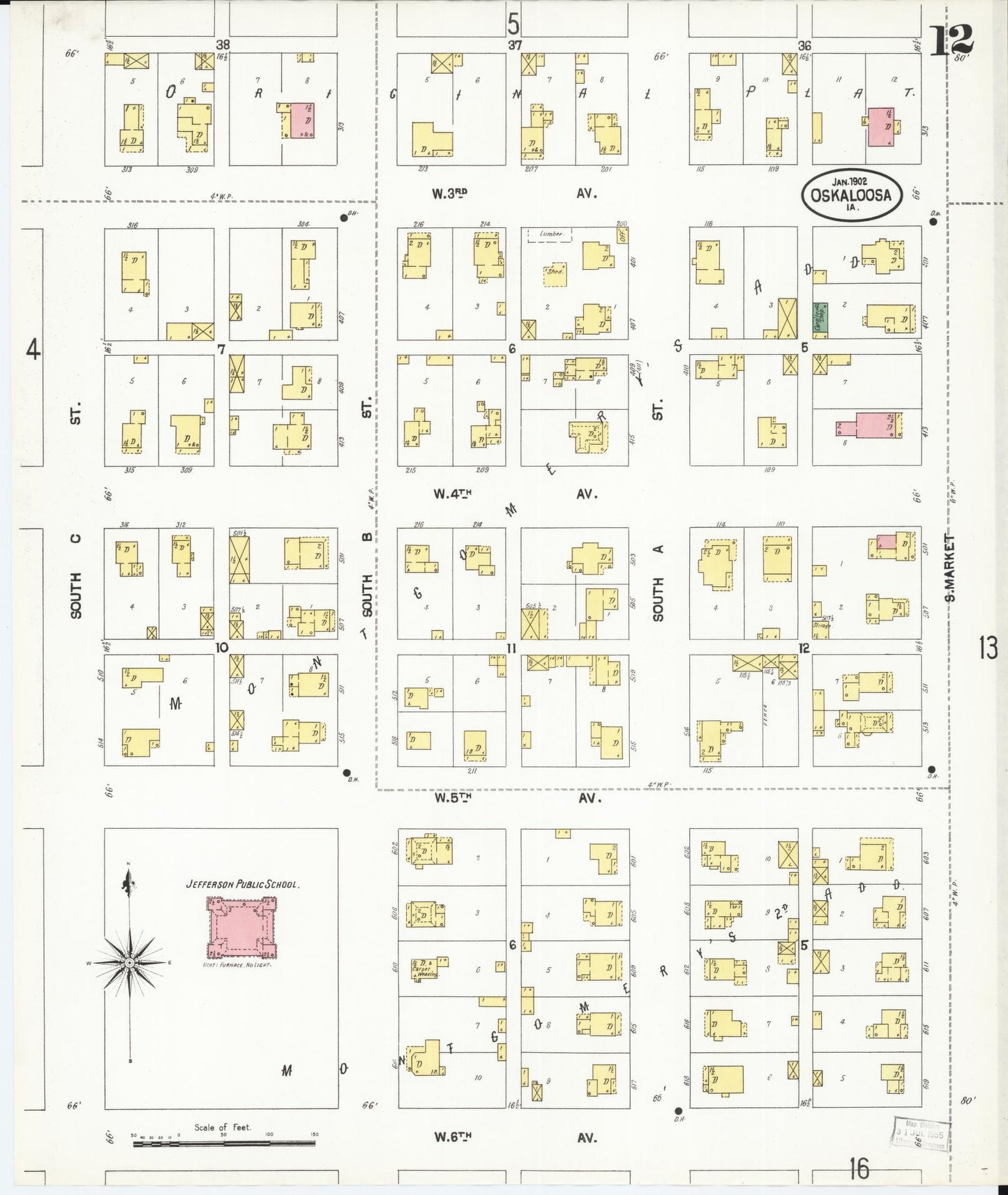 Sanborn Fire Insurance Map from Oskaloosa, Mahaska County, Iowa (1902), Sheet #0012 - Historic Sanborn Fire Insurance Map Print