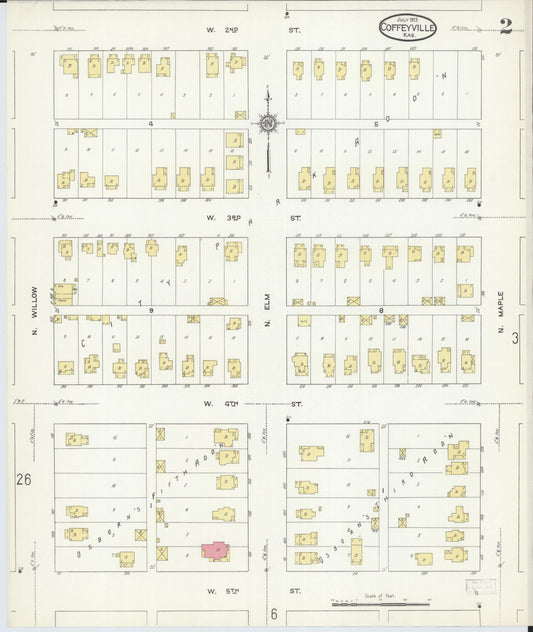 Sanborn Fire Insurance Map from Coffeyville, Montgomery County, Kansas (1913), Sheet #0002 - Historic Sanborn Fire Insurance Map Print, vintage old map wall art, antique decor, genealogy gift, Kansas Kansas map
