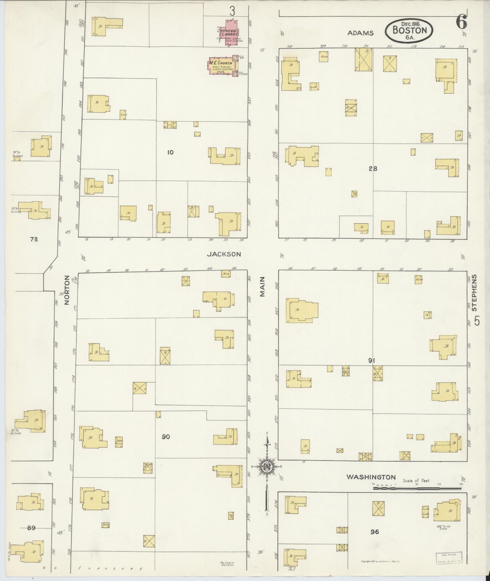 Sanborn Fire Insurance Map from Boston, Thomas County, Georgia (1916), Sheet #0006 - Complete Map Set gallery image, historic Sanborn map, vintage wall art, Georgia Georgia