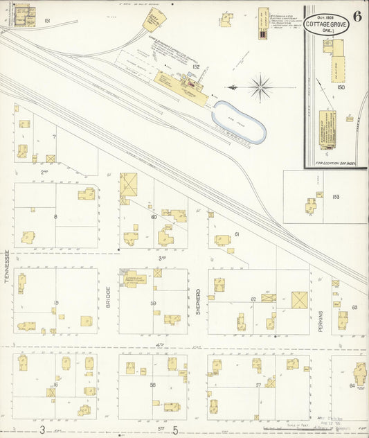 Sanborn Fire Insurance Map from Cottage Grove, Lane County, Oregon (1903), Sheet #0006 - Historic Sanborn Fire Insurance Map Print, vintage old map wall art, antique decor, genealogy gift, Oregon Oregon map