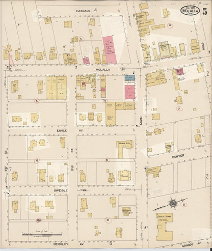 Sanborn Fire Insurance Map from Molalla, Clackamas County, Oregon (1951), Sheet #0005 - Complete Map Set gallery image, historic Sanborn map, vintage wall art, Oregon Oregon