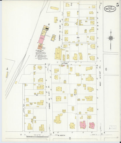 Sanborn Fire Insurance Map from Mayfield, Graves County, Kentucky (1910), Sheet #0005 - Complete Map Set gallery image, historic Sanborn map, vintage wall art, Kentucky Kentucky