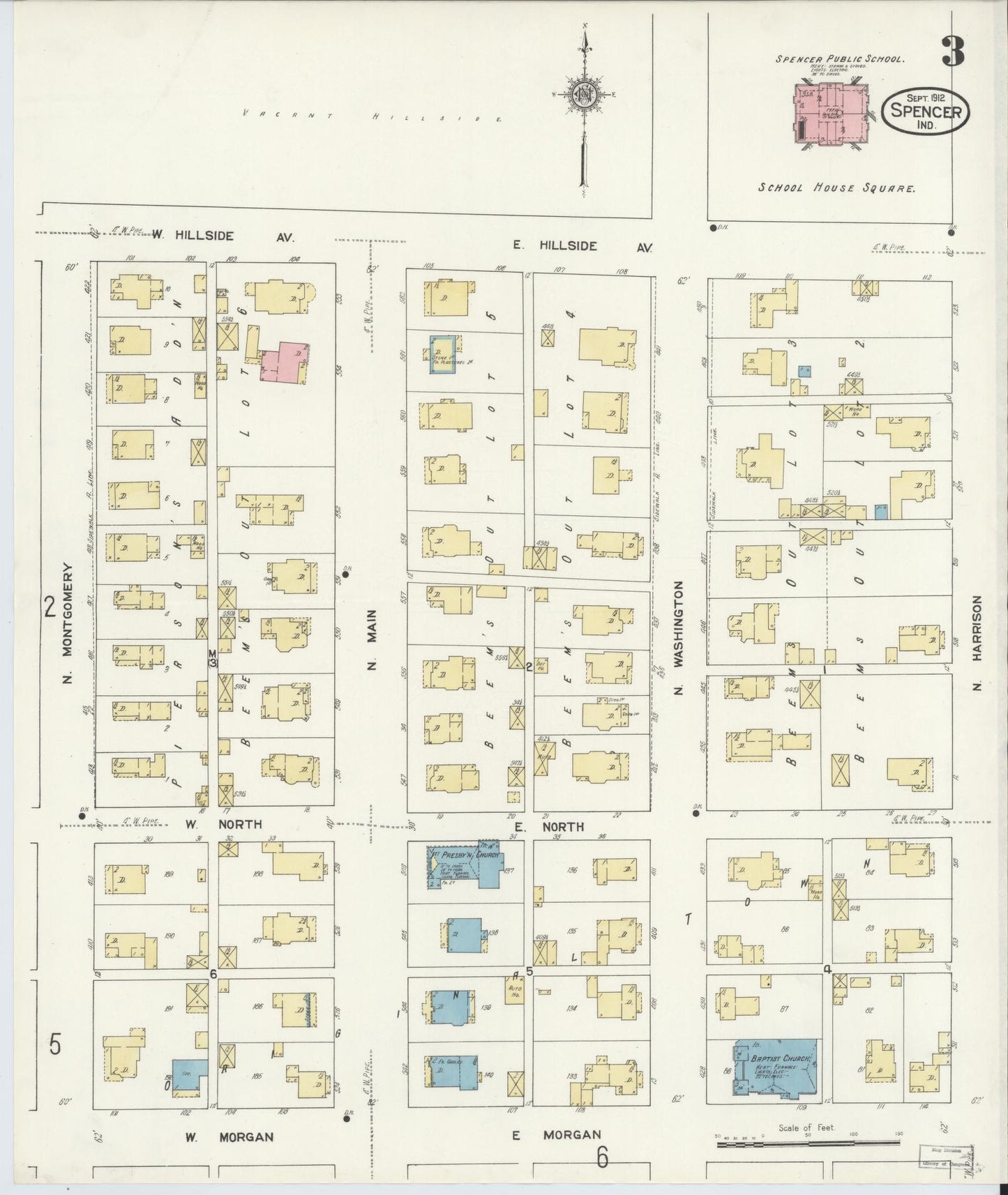 Sanborn Fire Insurance Map from Spencer, Owen County, Indiana (1912), Sheet #0003 - Complete Map Set gallery image, historic Sanborn map, vintage wall art, Indiana Indiana