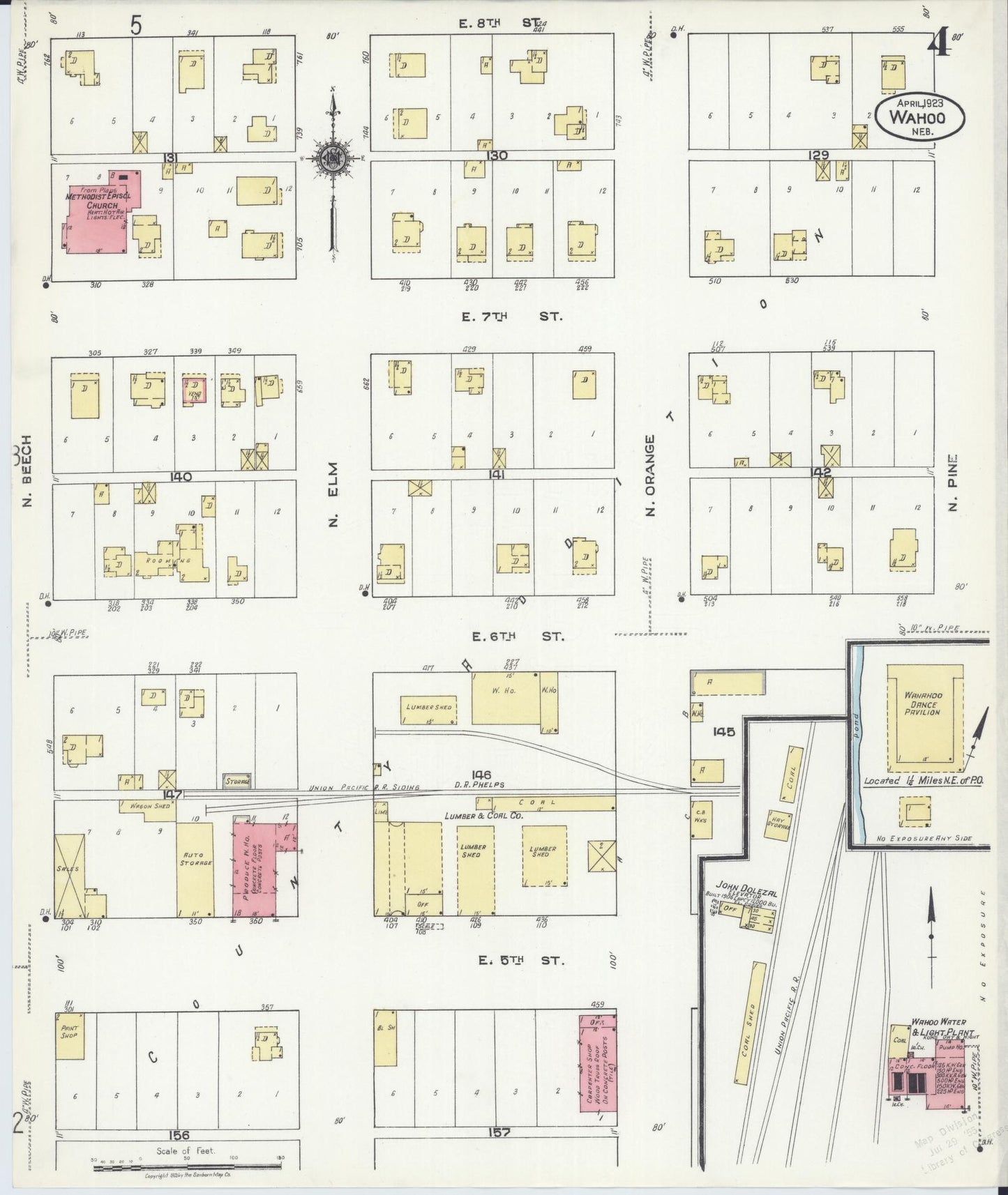 Sanborn Fire Insurance Map from Wahoo, Saunders County, Nebraska (1923), Sheet #0004 - Complete Map Set gallery image, historic Sanborn map, vintage wall art, Nebraska Nebraska