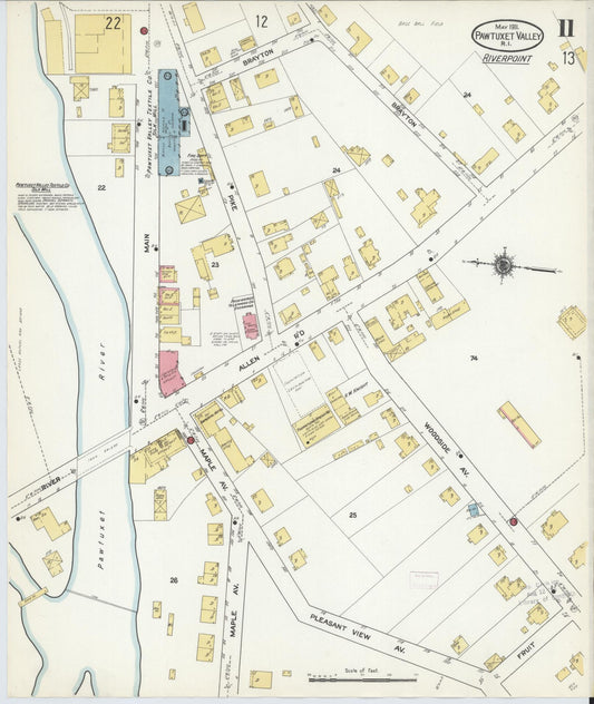Sanborn Fire Insurance Map from Pawtuxet Valley, Kent and Providence Counties, Rhode Island (1911), Sheet #0011 - Historic Sanborn Fire Insurance Map Print, vintage old map wall art, antique decor, genealogy gift, Washington Washington map