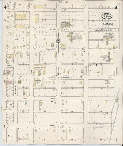 Sanborn Fire Insurance Map from Tahoka, Lynn County, Texas (1941), Sheet #0004 - Complete Map Set gallery image, historic Sanborn map, vintage wall art, Texas Texas