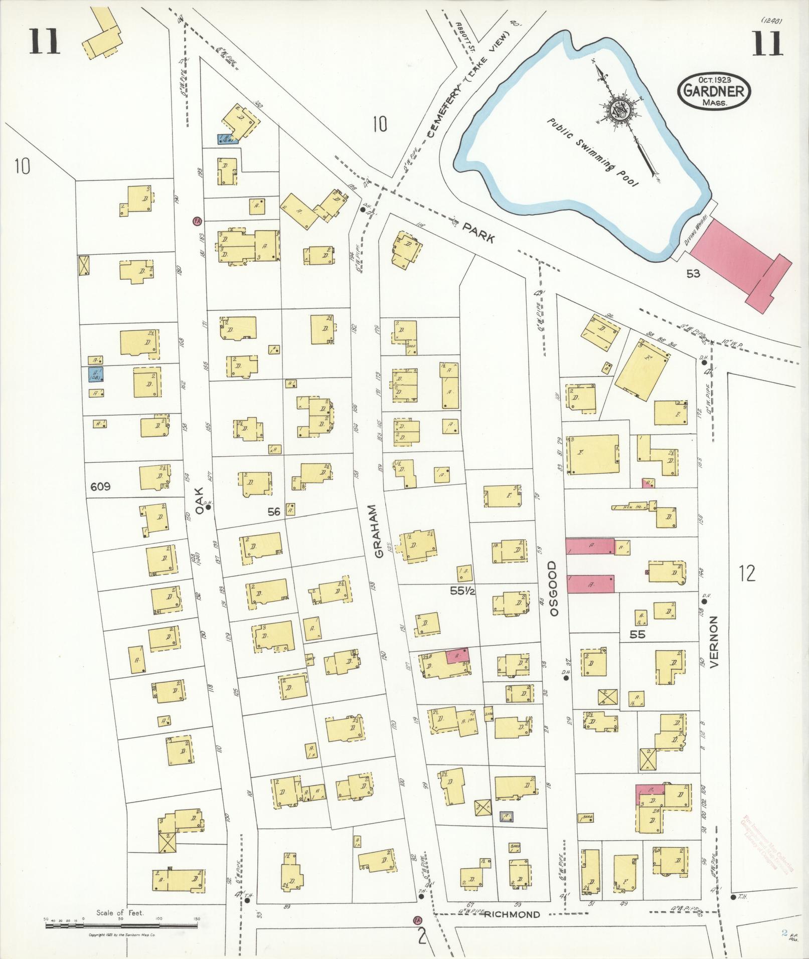 Sanborn Fire Insurance Map from Gardner, Worcester County, Massachusetts (1923), Sheet #0011 - Complete Map Set gallery image, historic Sanborn map, vintage wall art, Massachusetts Massachusetts
