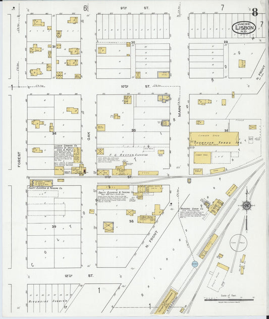 Sanborn Fire Insurance Map from Lisbon, Ransom County, North Dakota (1919), Sheet #0008 - Historic Sanborn Fire Insurance Map Print, vintage old map wall art, antique decor, genealogy gift, North Dakota North Dakota map