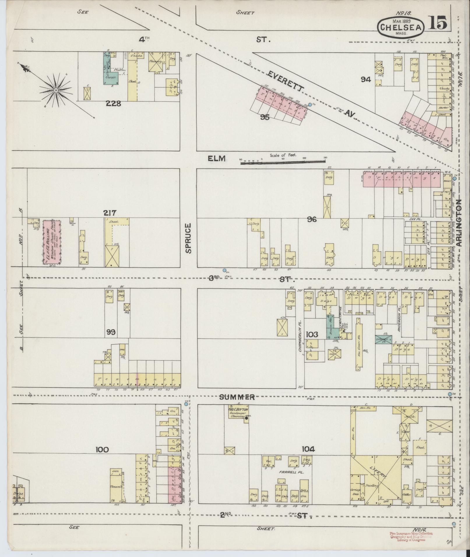 Sanborn Fire Insurance Map from Chelsea, Suffolk County, Massachusetts (1889), Sheet #0015 - Complete Map Set gallery image, historic Sanborn map, vintage wall art, Massachusetts Massachusetts