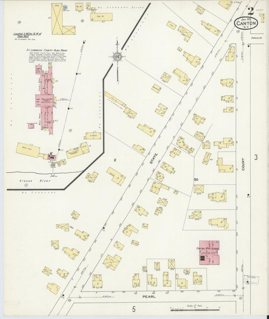 Sanborn Fire Insurance Map from Canton, St. Lawrence County, New York (1913), Sheet #0002 - Complete Map Set gallery image, historic Sanborn map, vintage wall art, New York New York