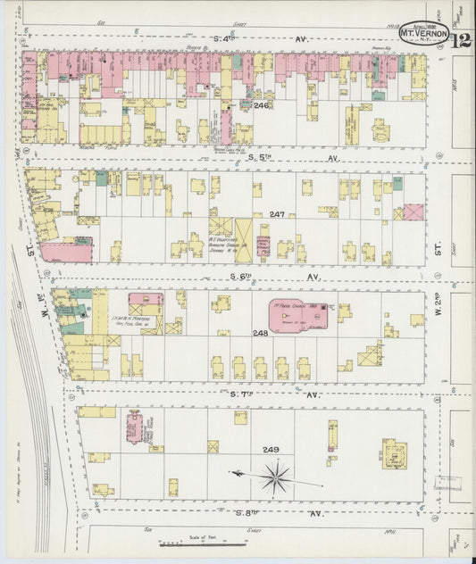 Sanborn Fire Insurance Map from Mount Vernon, Westchester County, New York (1892), Sheet #0012 - Historic Sanborn Fire Insurance Map Print, vintage old map wall art, antique decor, genealogy gift, New York New York map