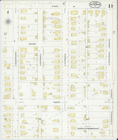 Sanborn Fire Insurance Map from Mount Vernon, Jefferson County, Illinois (1908), Sheet #0011 - Complete Map Set gallery image, historic Sanborn map, vintage wall art, Illinois Illinois