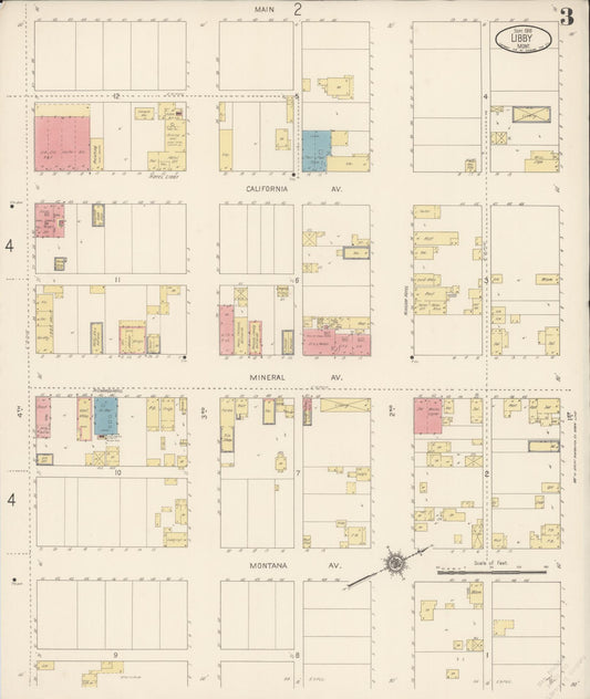 Sanborn Fire Insurance Map from Libby, Lincoln County, Montana (1916), Sheet #0003 - Historic Sanborn Fire Insurance Map Print, vintage old map wall art, antique decor, genealogy gift, Montana Montana map