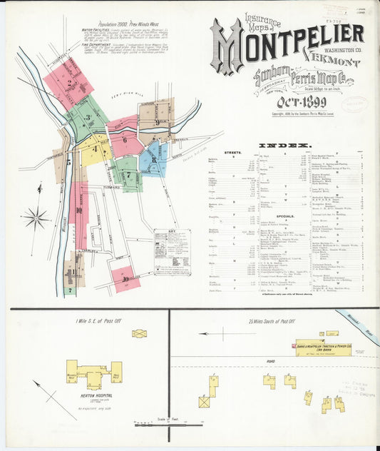Sanborn Fire Insurance Map from Montpelier, Washington County, Vermont (1899), Sheet #0001 - Complete Map Set gallery image, historic Sanborn map, vintage wall art, Vermont Vermont