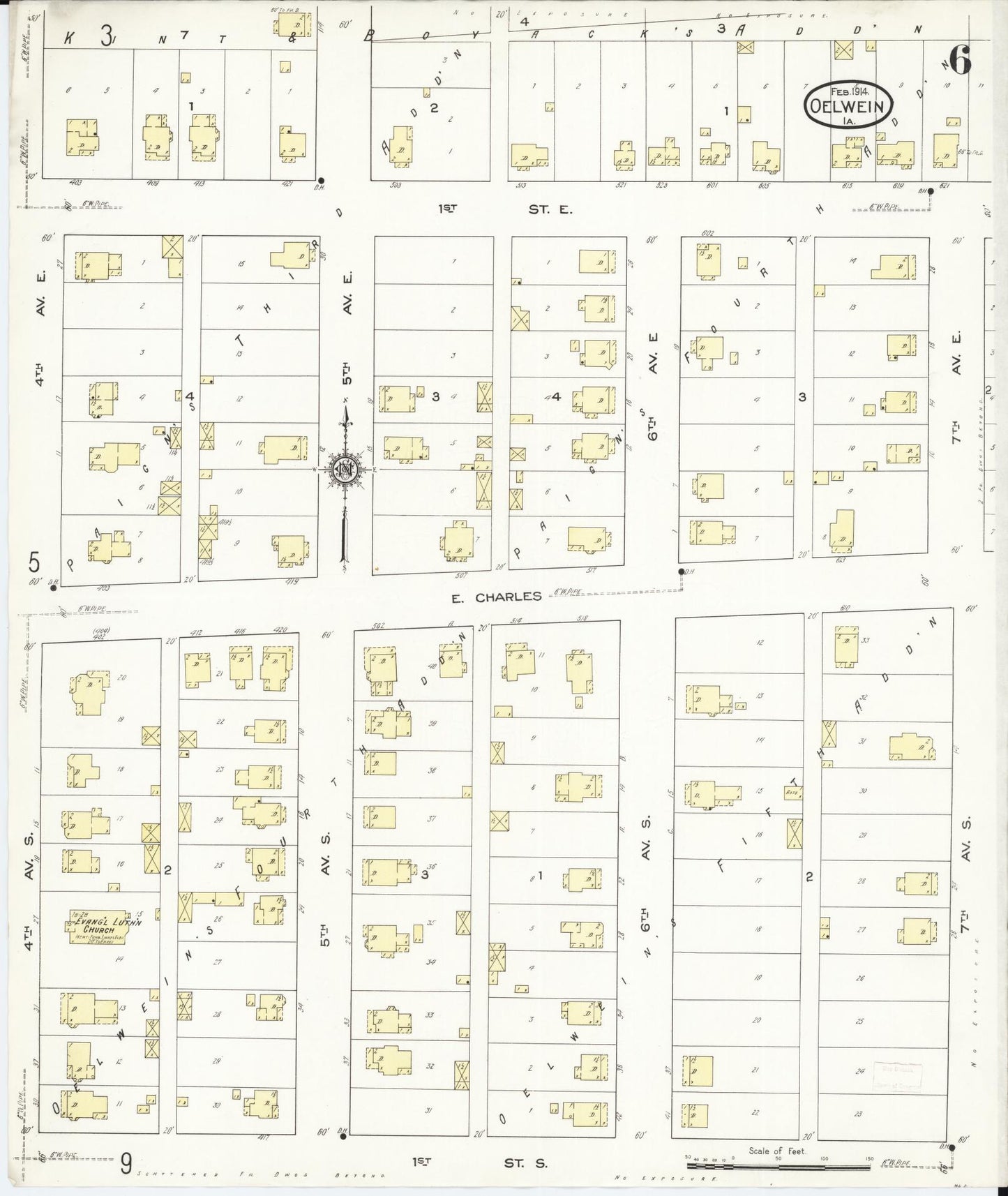 Sanborn Fire Insurance Map from Oelwein, Fayette County, Iowa (1914), Sheet #0006 - Historic Sanborn Fire Insurance Map Print