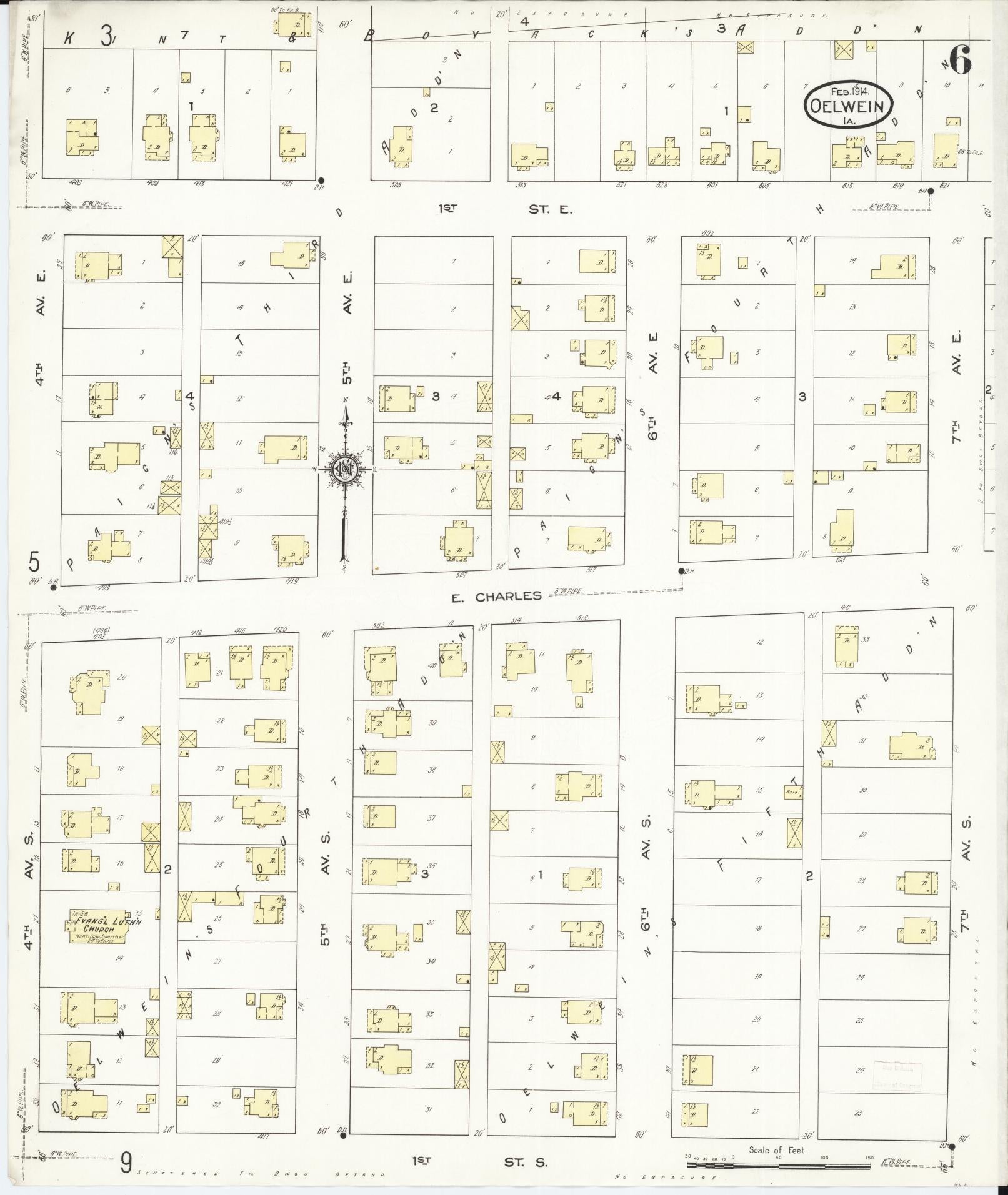 Sanborn Fire Insurance Map from Oelwein, Fayette County, Iowa (1914), Sheet #0006 - Historic Sanborn Fire Insurance Map Print