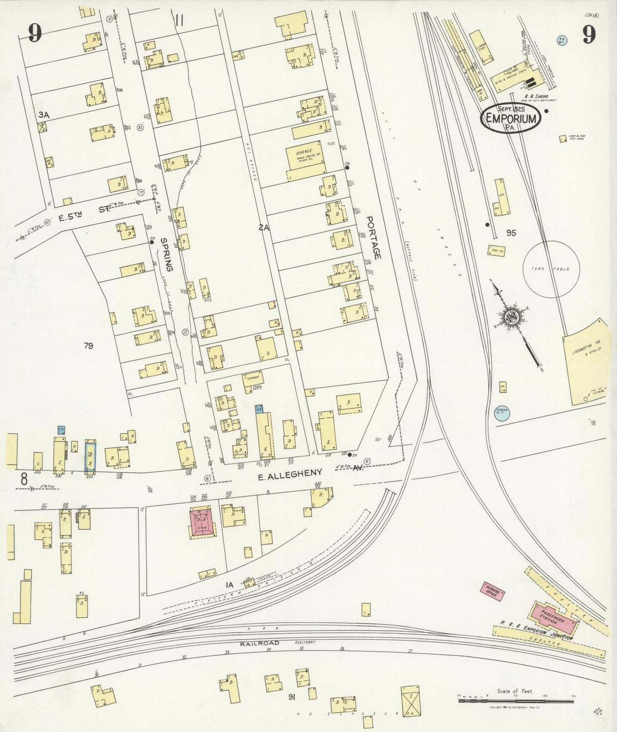 Sanborn Fire Insurance Map from Emporium, Cameron County, Pennsylvania (1925), Sheet #0009 - Complete Map Set gallery image, historic Sanborn map, vintage wall art, Pennsylvania Pennsylvania