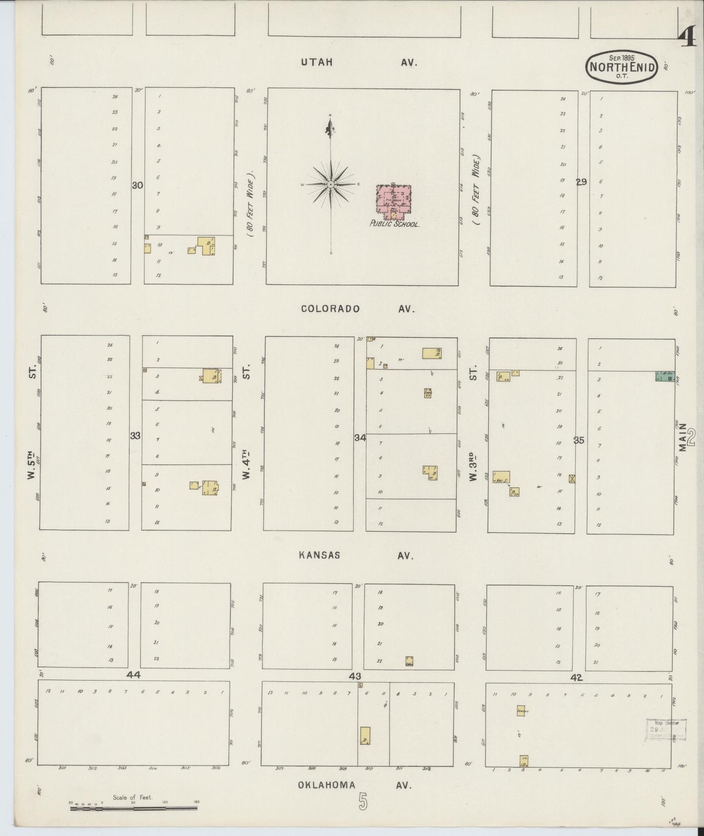 Sanborn Fire Insurance Map from North Enid, Garfield County, Oklahoma (1895), Sheet #0004 - Complete Map Set gallery image, historic Sanborn map, vintage wall art, Oklahoma Oklahoma