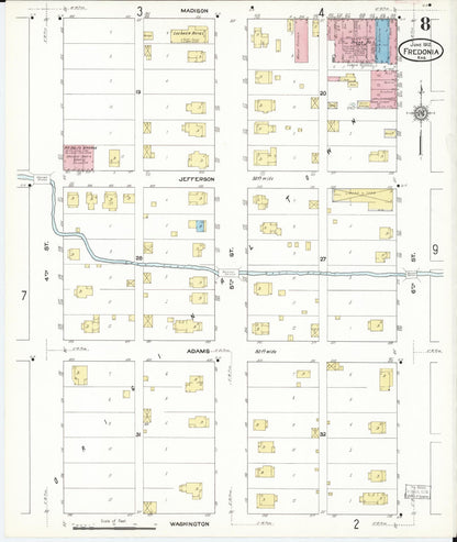 Sanborn Fire Insurance Map from Fredonia, Wilson County, Kansas (1912), Sheet #0008 - Complete Map Set gallery image, historic Sanborn map, vintage wall art, Kansas Kansas