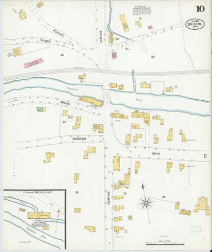 Sanborn Fire Insurance Map from Bristol, Hartford County, Connecticut (1900), Sheet #0010 - Complete Map Set gallery image, historic Sanborn map, vintage wall art, Connecticut Connecticut