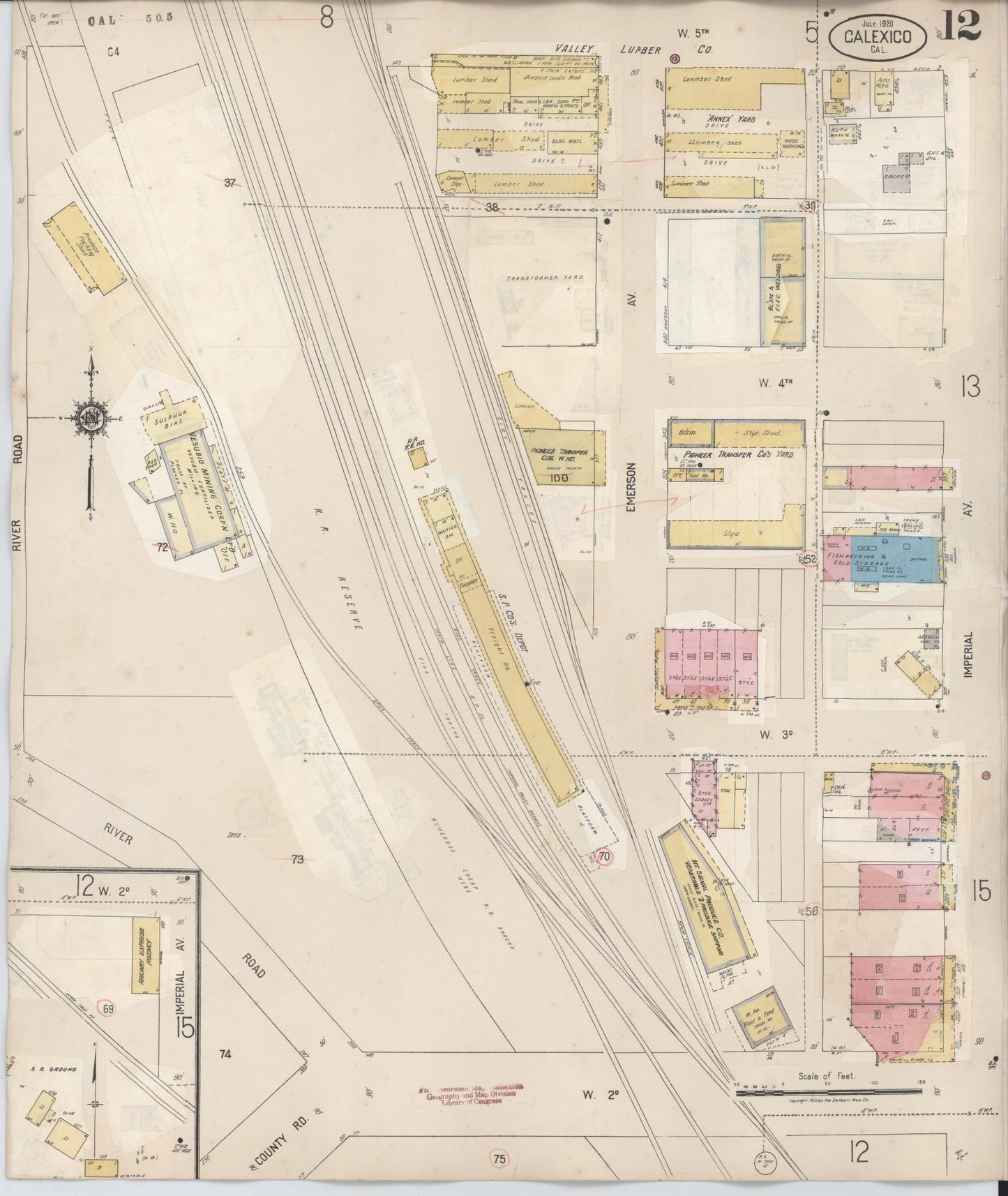 Sanborn Fire Insurance Map from Calexico, Imperial County, California (1949), Sheet #0012 - Historic Sanborn Fire Insurance Map Print, vintage old map wall art, antique decor, genealogy gift, California California map