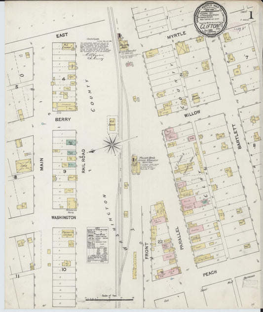 Sanborn Fire Insurance Map from Clifton, Washington and Clay Counties, Kansas. (1889) – Historic Sanborn Fire Insurance Map Print