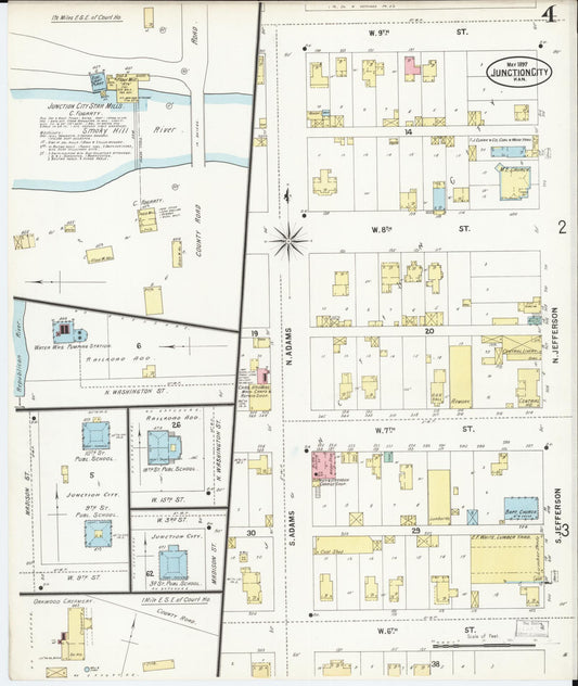 Sanborn Fire Insurance Map from Junction City, Geary County, Kansas (1897), Sheet #0004 - Historic Sanborn Fire Insurance Map Print, vintage old map wall art, antique decor, genealogy gift, Kansas Kansas map