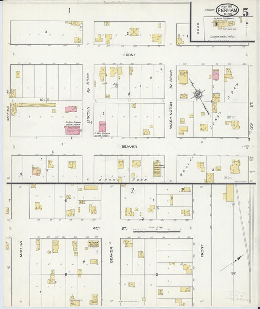 Sanborn Fire Insurance Map from Perham, Otter Tail County, Minnesota (1916), Sheet #0005 - Historic Sanborn Fire Insurance Map Print, vintage old map wall art, antique decor, genealogy gift, Minnesota Minnesota map