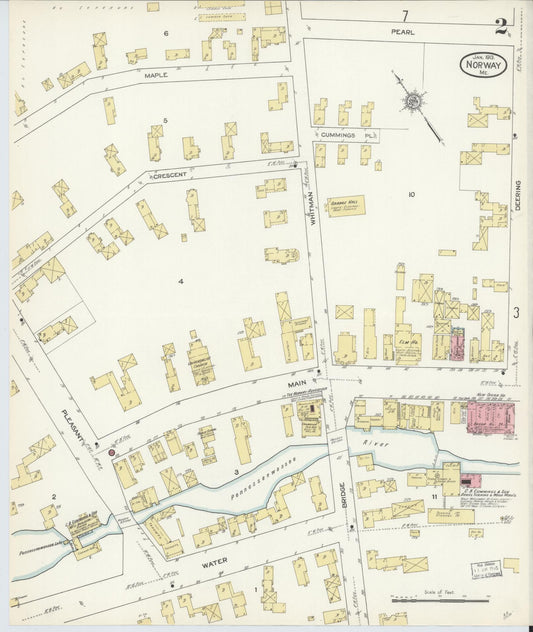 Sanborn Fire Insurance Map from Norway, Oxford County, Maine (1913), Sheet #0002 - Historic Sanborn Fire Insurance Map Print, vintage old map wall art, antique decor, genealogy gift, Maine Maine map