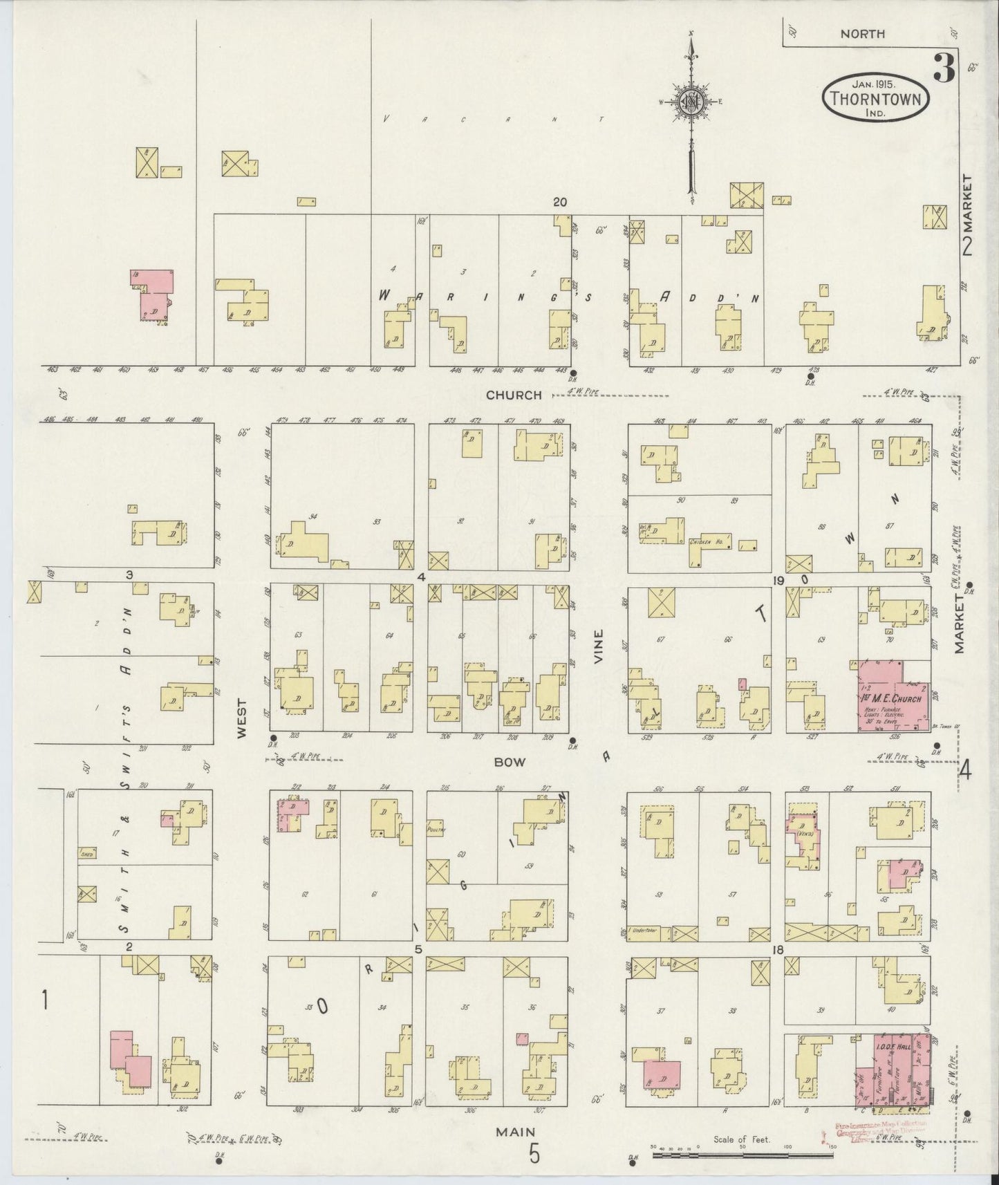 Sanborn Fire Insurance Map from Thorntown, Boone County, Indiana (1915), Sheet #0003 - Historic Sanborn Fire Insurance Map Print, vintage old map wall art, antique decor, genealogy gift, Indiana Indiana map