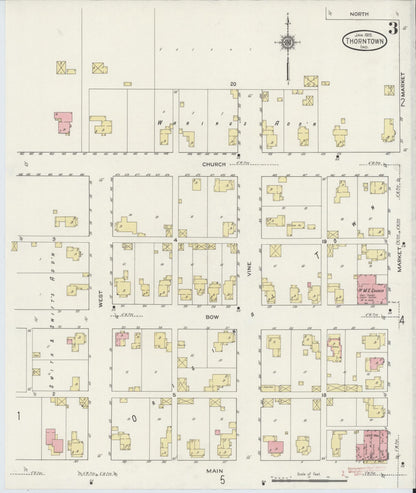 Sanborn Fire Insurance Map from Thorntown, Boone County, Indiana (1915), Sheet #0003 - Historic Sanborn Fire Insurance Map Print, vintage old map wall art, antique decor, genealogy gift, Indiana Indiana map